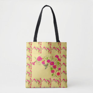 Hollyhocks en Hummingbird Bag Draagtas