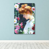 Hollyhocks en Sunlight Charles Curran Canvas Afdruk (Insitu (Houten vloer))