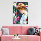Hollyhocks en Sunlight Charles Curran Canvas Afdruk (Insitu (Woonkamer))