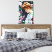 Hollyhocks en Sunlight Charles Curran Canvas Afdruk (Insitu (Slaapkamer))