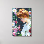 Hollyhocks en Sunlight Charles Curran Canvas Afdruk (Voorkant)
