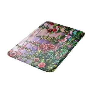 Hollyhocks  Floral Tiffany Glas in lood Badmat