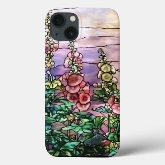 Hollyhocks  Floral Tiffany Glas in lood Case-Mate iPhone Case (Achterkant)