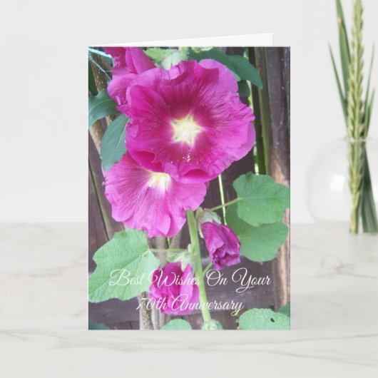 Hollyhocks Personalised 70th Wedding Anniversary Kaart (Voorkant)