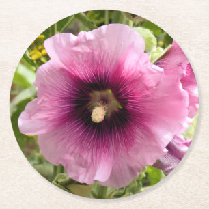 HOLLYHOCKS RONDE KARTONNEN ONDERZETTER
