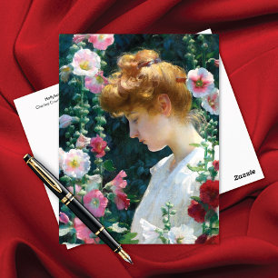 Hollyhocks Sunlight Charles Courtney Curran Briefkaart