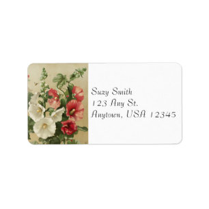 Hollyhocks vintages Étiquette de adresse