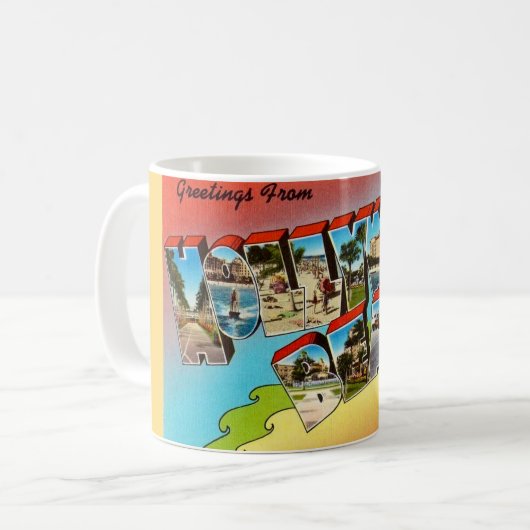 Hollywood Beach Florida Ansichtkaart Mok (Voorkant links)