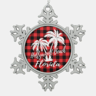 Hollywood Beach Florida Palm Trees Tin Sneeuwvlok Ornament