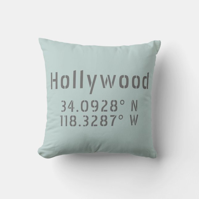 Hollywood Breedtegraad Lengtegraad Kussen (Voorkant)