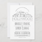Hollywood bruiloft | Gestileerde Skyline uitnodigi Kaart (Voorkant)