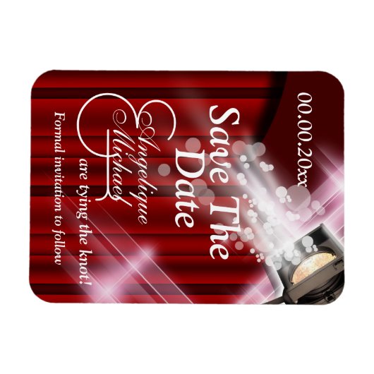 Hollywood bruiloft "save the date" CUSTOM rood Magneet (Horizontaal)