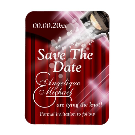 Hollywood bruiloft "save the date" CUSTOM rood Magneet (Verticaal)