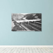Hollywood, CA Cahuenga Pass Freeway Uitzicht Canvas Afdruk (Insitu (Houten vloer))