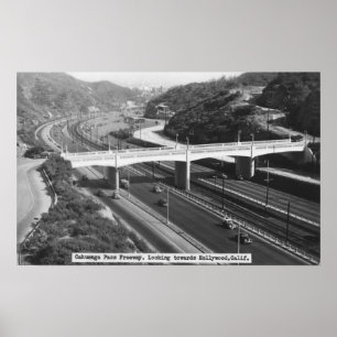Hollywood, CA Cahuenga Pass Freeway Uitzicht Poster