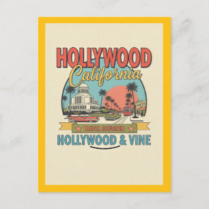 Hollywood, CA – Hollywood en Vine Retro Briefkaart