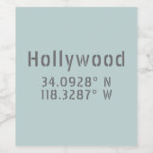 Hollywood CA Latitude Longitude Wijn Etiket (Enkel label)