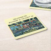 Hollywood CA Map Coordinates Style Vierkante Kartonnen Onderzetter (Schuin)