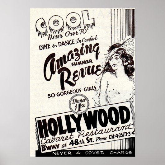 Hollywood Cabaret Restaurant uit 1930 Poster (Voorkant)