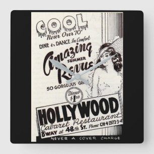 Hollywood Cabaret Restaurant uit 1930 Vierkante Klok
