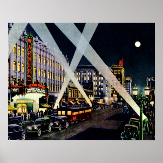 Hollywood California Boulevard Night Poster (Voorkant)