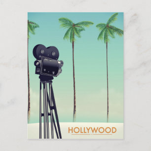 Hollywood  camera Travel poster Briefkaart