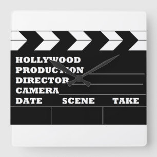 Hollywood Clapboard Clock Vierkante Klok