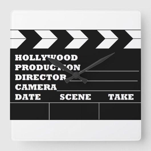 Hollywood Clapboard Clock Vierkante Klok (Voorkant)