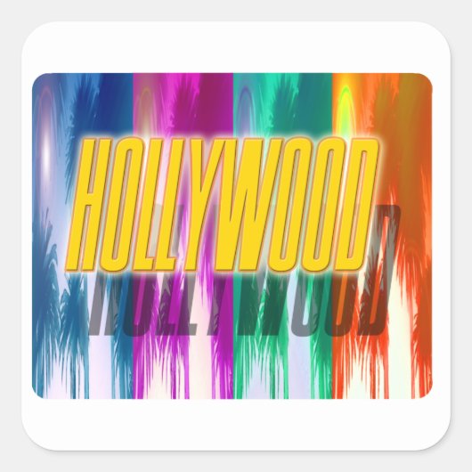 "Hollywood" Colorful Palms Sticker (Voorkant)