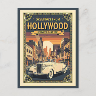 Hollywood en Vine jaren 40 Uitzicht Vintage Stijl Briefkaart