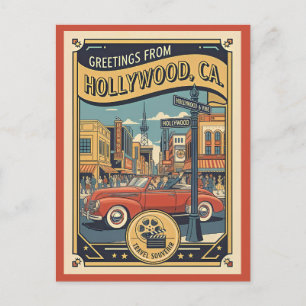 Hollywood en Vine jaren 40 Uitzicht Vintage Stijl Briefkaart