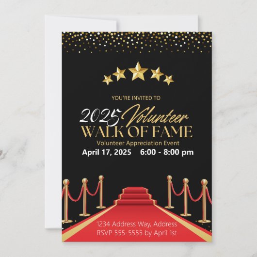 Hollywood Fame Red Carpet Volontaire Invitation (Devant)