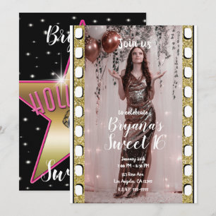 Hollywood Film Goud Roze Ster Film Sweet 16 Kaart