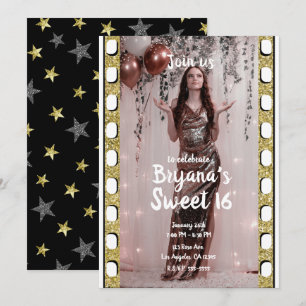 Hollywood Film Goud Zilver Sterren Sweet 16 Foto I Kaart
