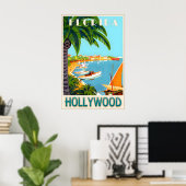 Hollywood Florida Broward County Reisposter Poster (Thuiskantoor)