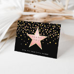 Hollywood Glam Merci personnalisé<br><div class="desc">Une touche de finition parfaite à votre thème Hollywood sweet sixteen, quinceanera ou célébration bat mitzvah, ces cartes de remerciement personnalisées sont dotées d'une étoile Hollywood rose avec "merci" inscrit à l'intérieur. Customisez avec un message pré-imprimé à l'intérieur en utilisant les champs modèle, ou supprimez pour créer une carte blanche...</div>