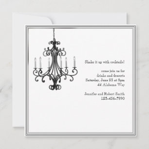 Hollywood Glamor Chandelier Party Invitation Kaart