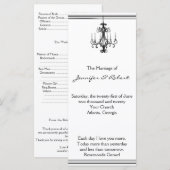 Hollywood Glamor Chandelier programme de mariage (Devant / Derrière)