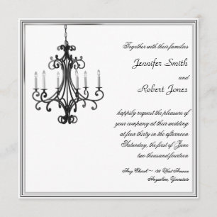 Hollywood Glamor Chandelier Wedding Invitation Kaart