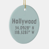 Hollywood Latitude Longitude Keramisch Ornament (Rechts)