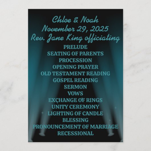 Hollywood Lights Bruiloft Programma (Voorkant)