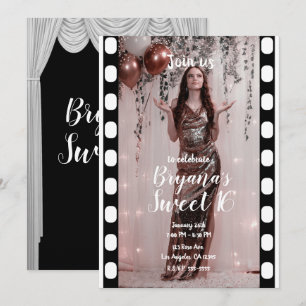 Hollywood Movie Black White Curtains Sweet 16 Kaart