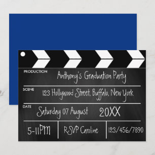 Hollywood Movie Graduation Party Chalkboard Uitnod Kaart