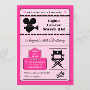 Hollywood Movie Sweet 16 Invitation