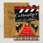 Hollywood Party, Hollywood Birthday Invitation (Devant / Derrière)