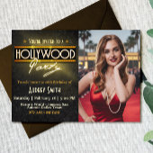 Hollywood Party with Picture Birthday Invitation