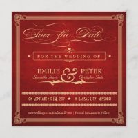 Hollywood Poster Red & Gold Save the Date