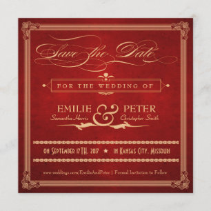  Hollywood Poster Red & Gold Save the Date