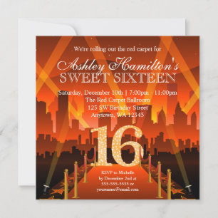 Hollywood Red Carpet City Sweet 16 Verjaardag Kaart