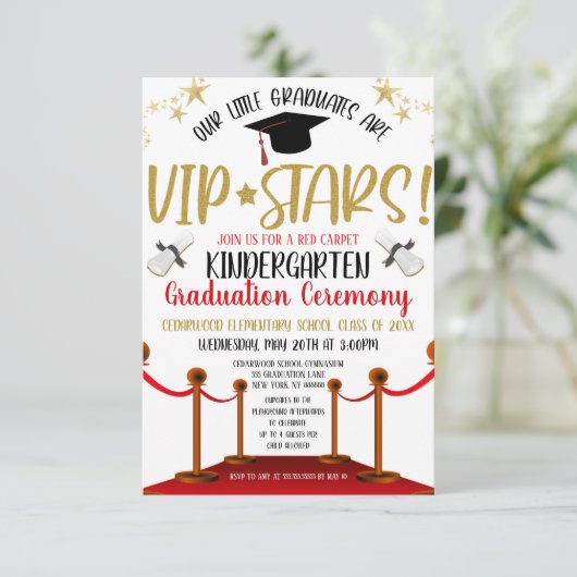 Hollywood Red Carpet thème Graduation Invitation (Debout devant)